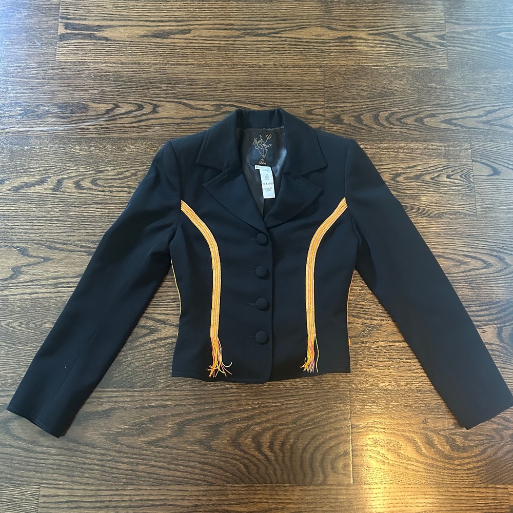 Franco Sorbier Black Blazer with orange design, size 38